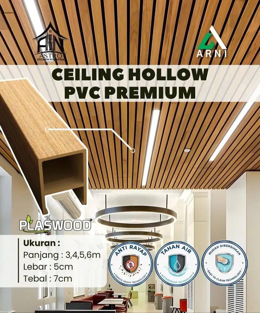 [PW] Ceiling Hollow Plafon Hollow PVC Anti Rayap Motif Kayu 3m,4m,5m,&