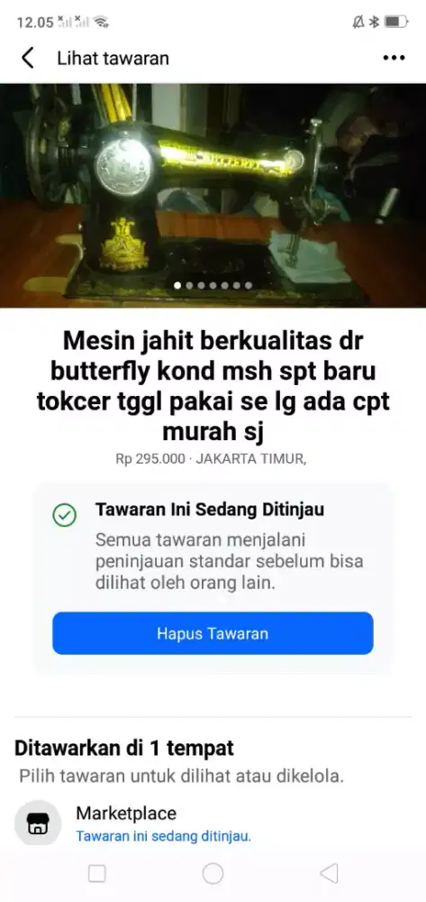 Mesin jahit berkualitas butterfly kond msh spt baru tokcer hrg murah
