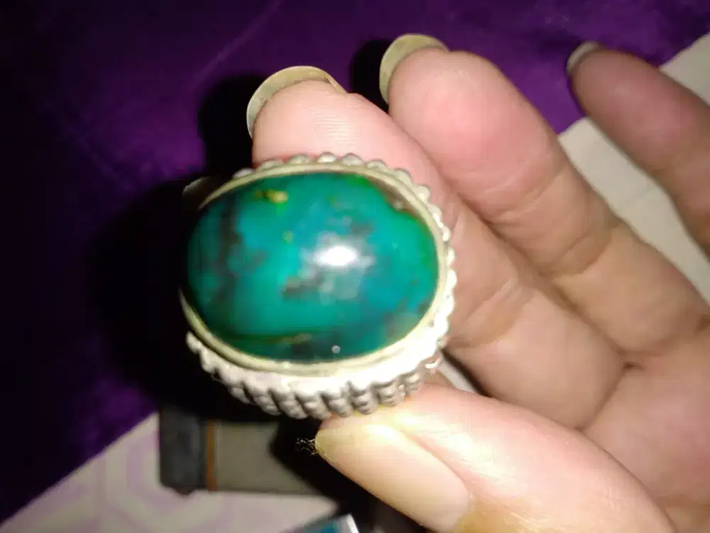 Cincin Batu Akik hijau lumut