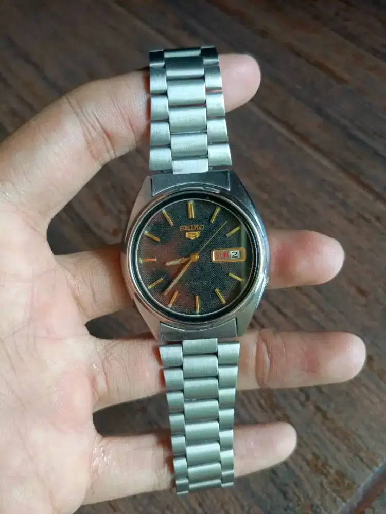 Jam Tangan Seiko 5 Vintage 7009 Black Canvas
