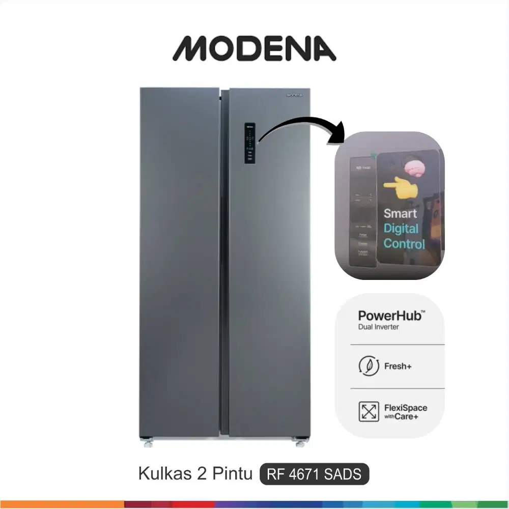Lemari Es MODENA RF 4671 SADS Refrigerator Side by Side Kulkas 2 Pintu