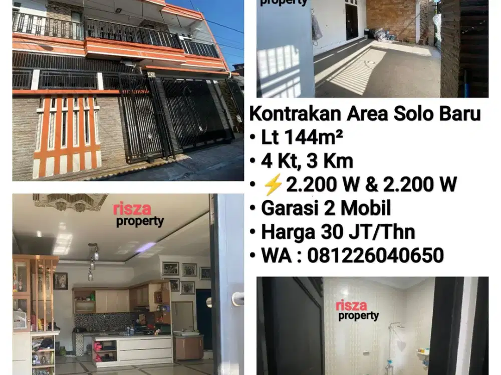Sewa Rumah 2 Lantai Area Solo Baru, Dekat The Park, Pakuwon Mall