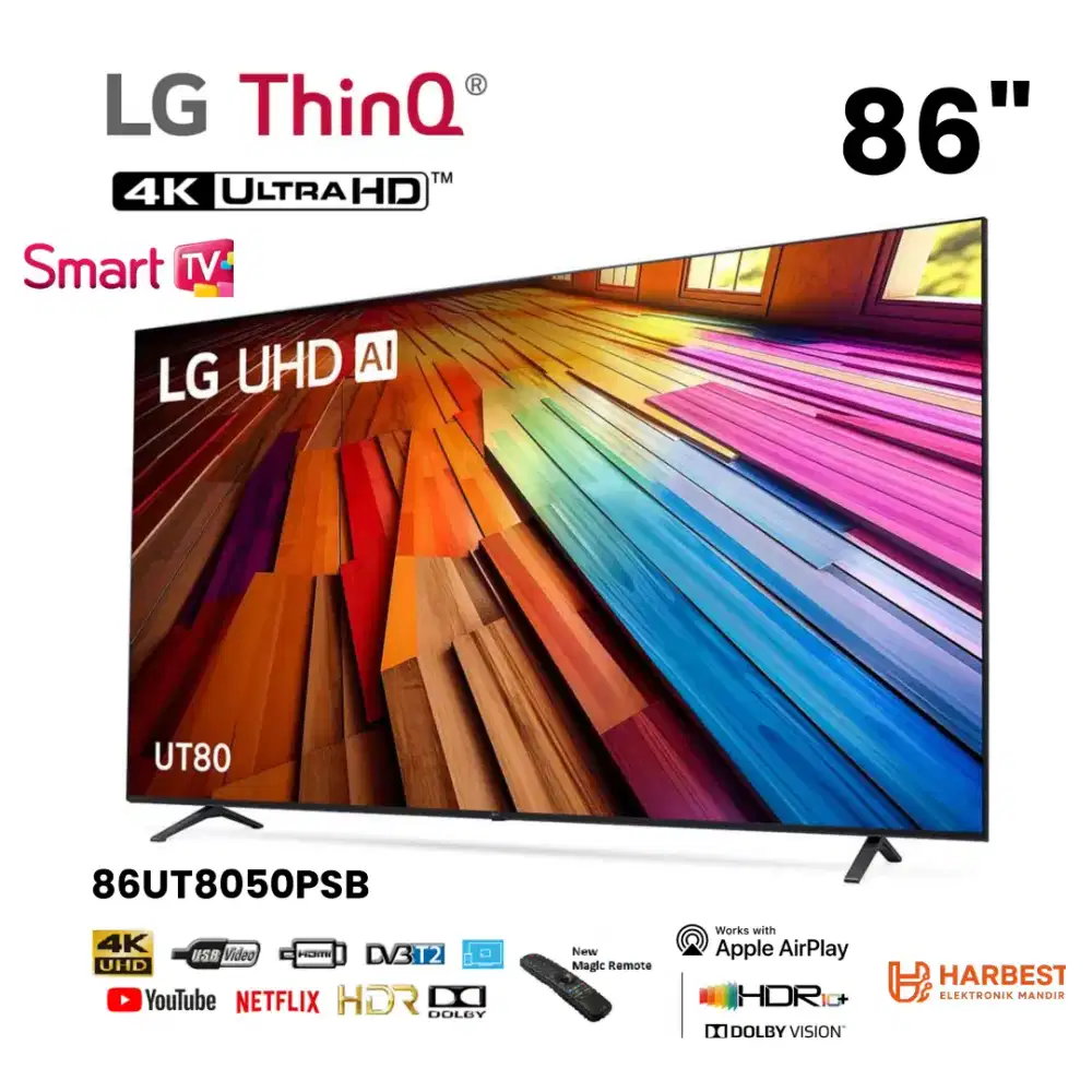 LG Real 4K UHD 86 Smart TV 120 Hz ThinQ AI 86UT8050PSB Magic Remote