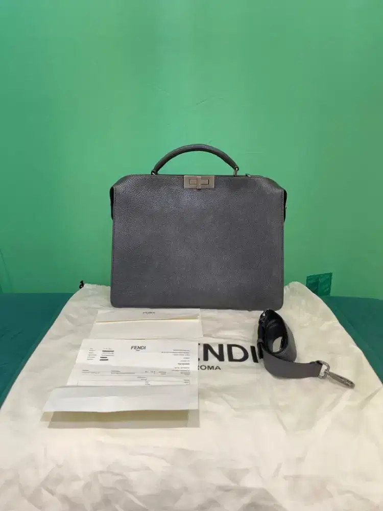 Fendi peekaboo grey 2023 like new receipt available buy in singpore