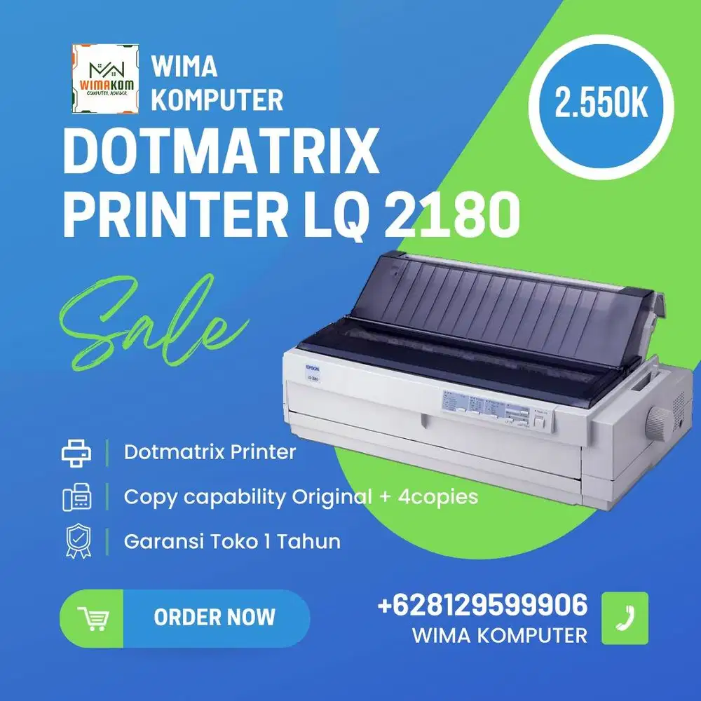 MURAH Printer Epson LQ 2180 DOTMATRIX FULLSET GARANSI 1TAHUN N-SW