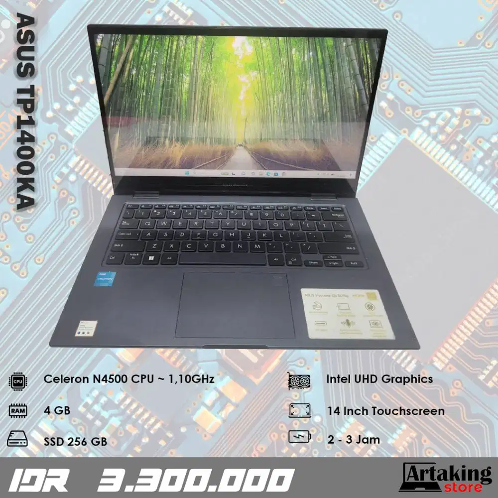 Layar Sentuh - Asus Vivobook Tp1400KA - Celeron N4500 - Ram 4 GB