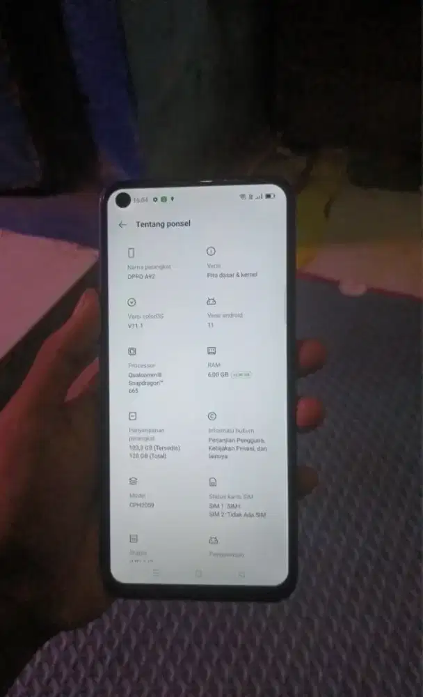 Oppo a92 6+5/128 hp casan tipe c no minus