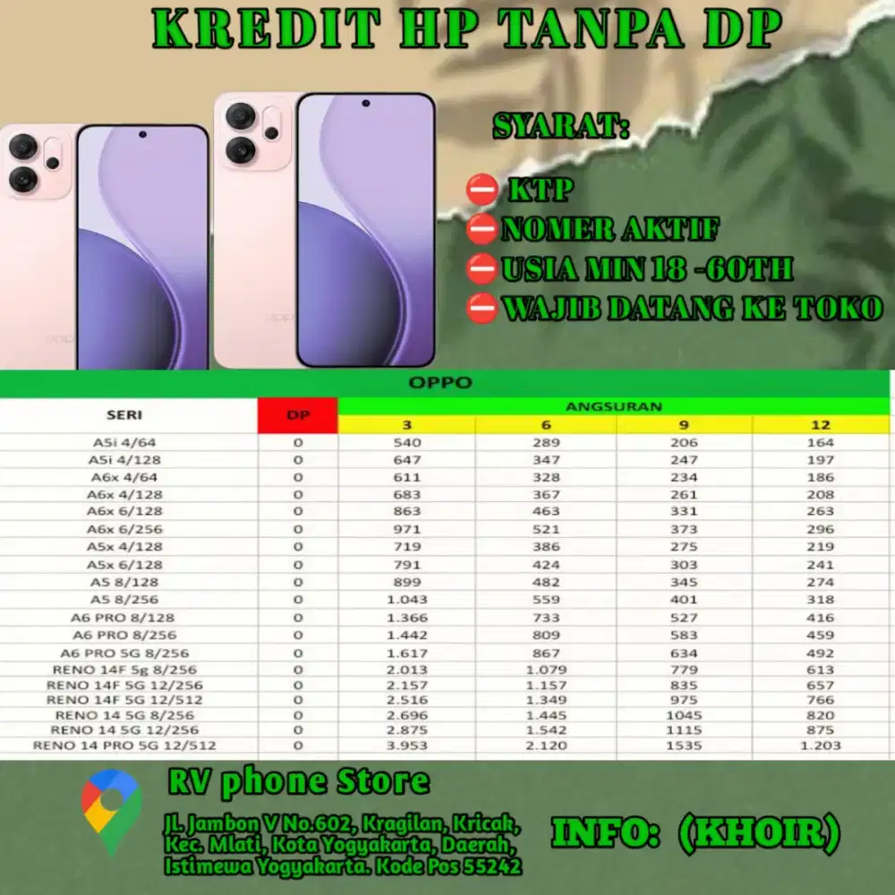 Kredit hp Oppo DP 0 cicilan terjangkau