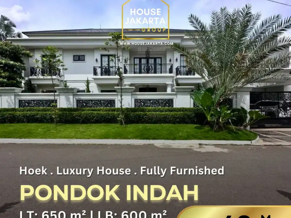 Rumah Mewah Pondok Indah Fully Furnished Posisi Hoek . Private Pool Kawasan Elite