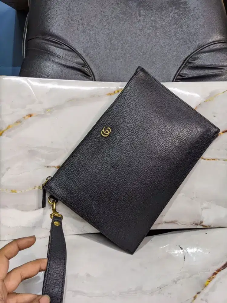 GUCCI GG Marmont 475317 Clutch Leather Black 100% AUTHENTIC ORIGINAL