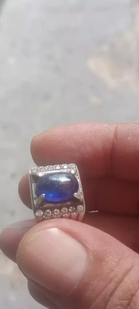 Blue sapphire natural ring perak lawas