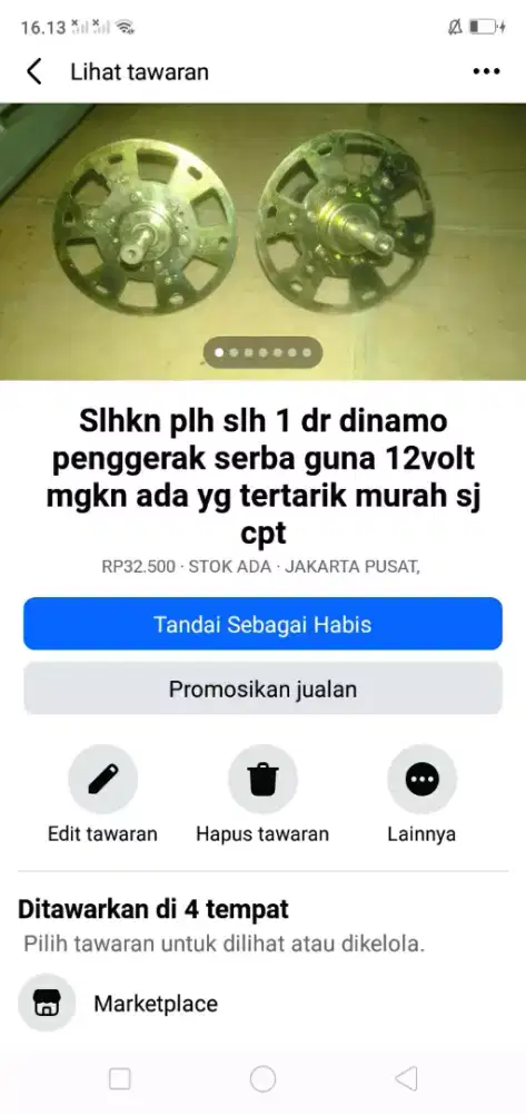 Slhkn plh slh 1 dr mesin dinamo penggerak serba guna 12,volt kond hdp
