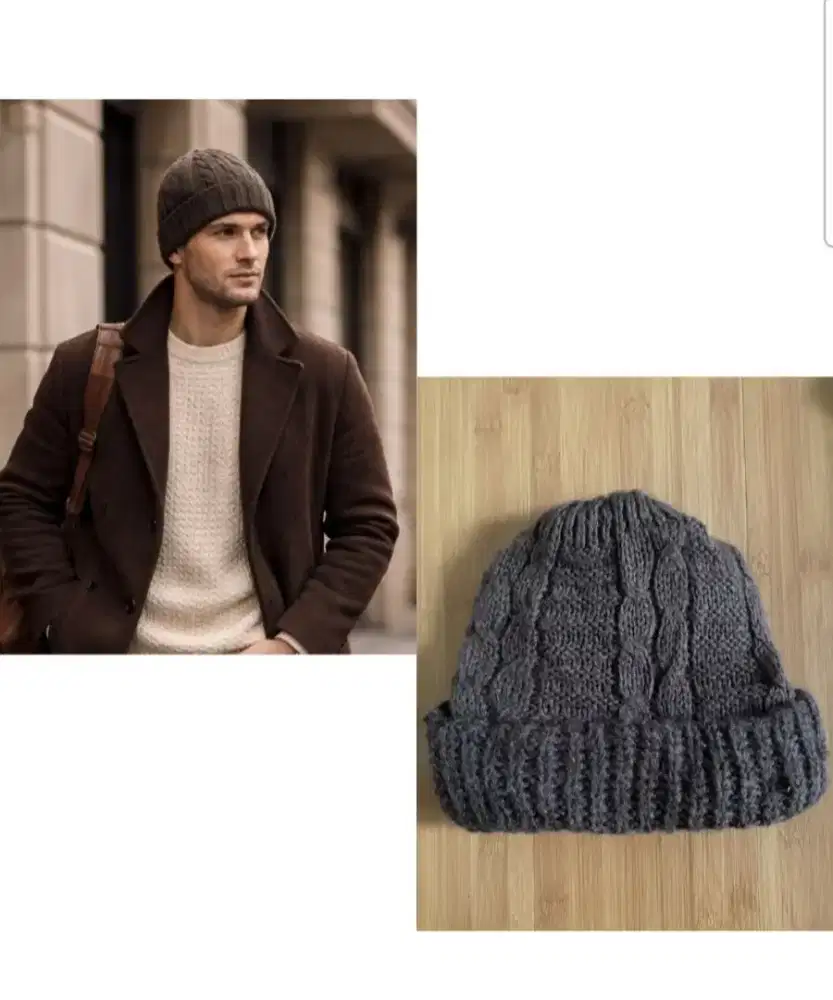Italy Wool Cable knit Beanie Cap / Winter Cap / Kupluk Musim Dingin