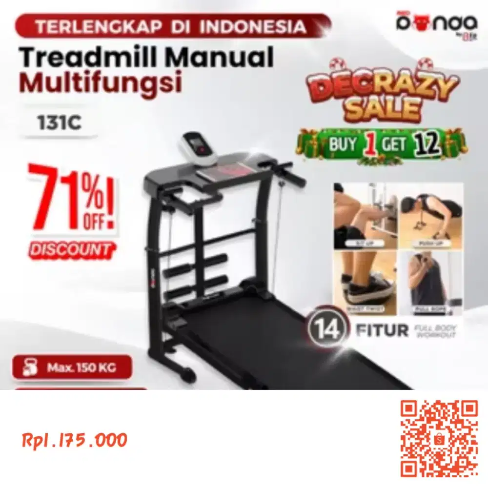 Treadmill Manual RedPanda 131 Multifungsi tanpa listrik portable