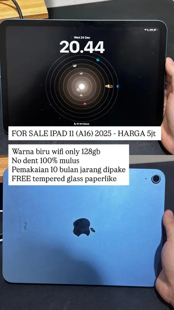 iPad 11 (A16) 2025 128GB WIFI Only | Second Jarang Pakai | Mulus 100%