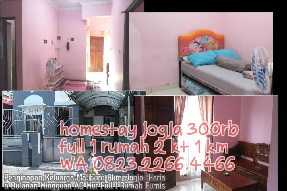 Penginapan Keluarga Maliboro 8km Jogja  Harian Bulanan Mingguan AC Mur