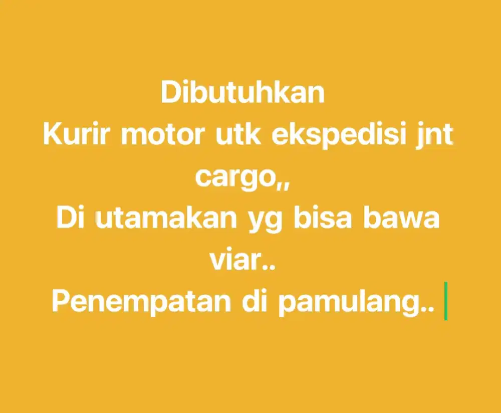 Dibutuhkan kurir motor dan bisa bawa viar