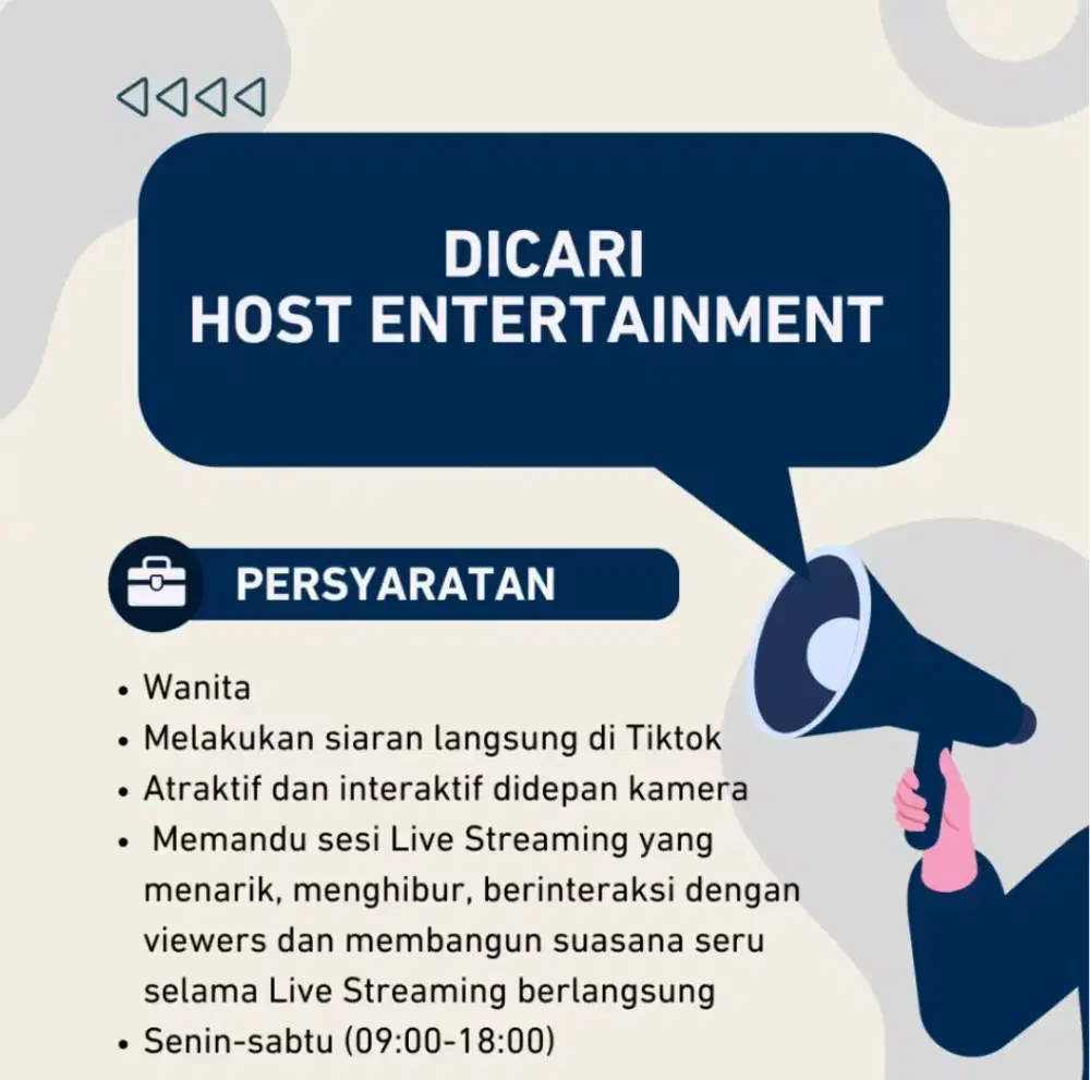 LOWONGAN PEKERJAAN HOST LIVE ENTERTAINMENT