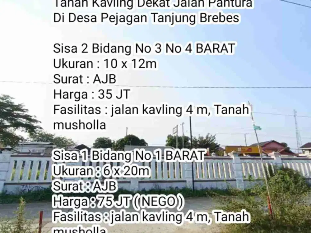 Tanah Kavling Dekat Jalan Pantura Di Desa Pejagan Tanjung Brebes