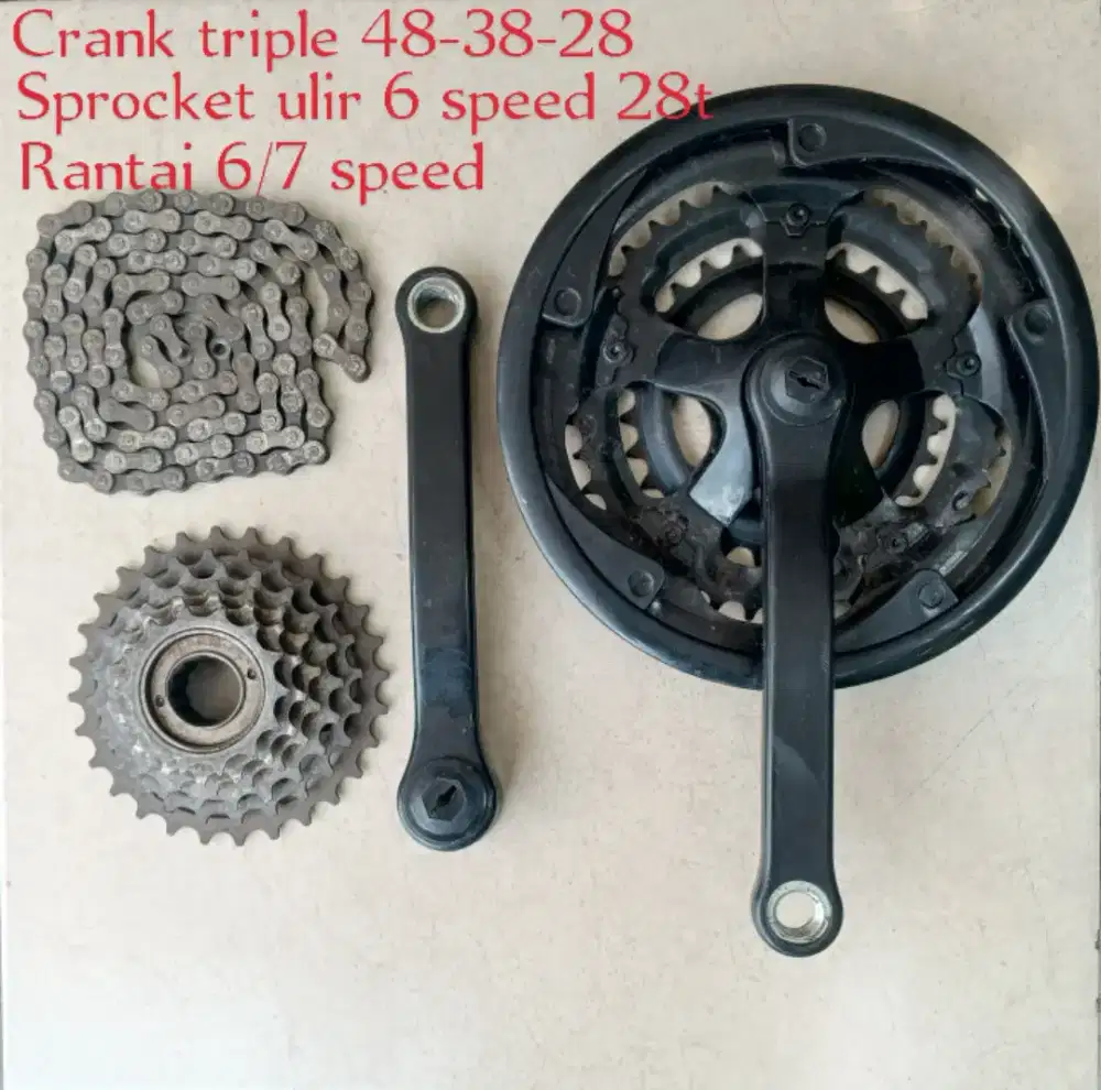 Part sepeda crank dan sprocket rantai 6 speed