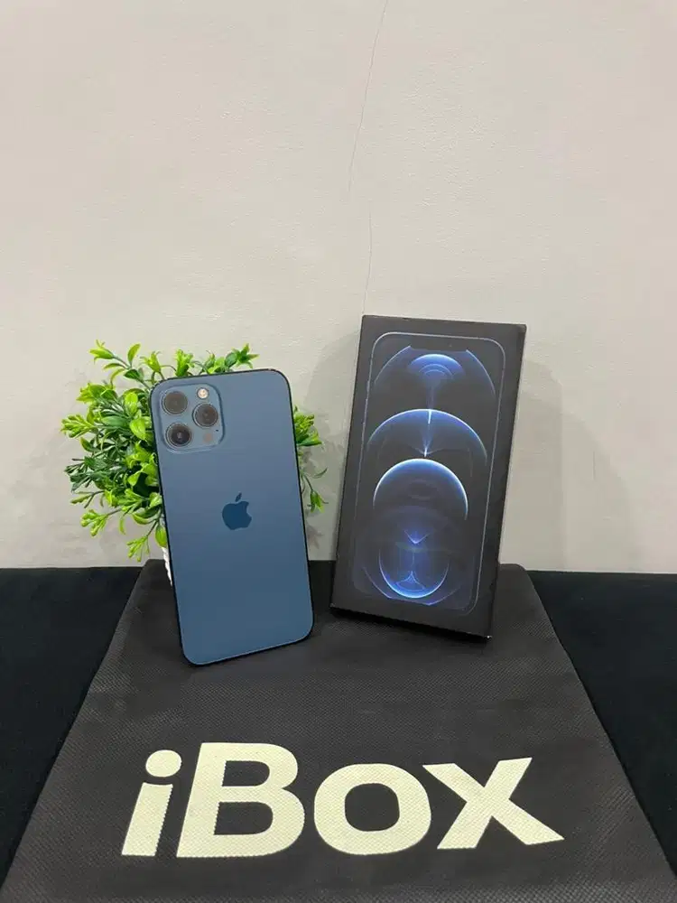 IPhone 12 ProMax 256GB iBox Blue Fullset Ori BH 100% Sinyal Permanent