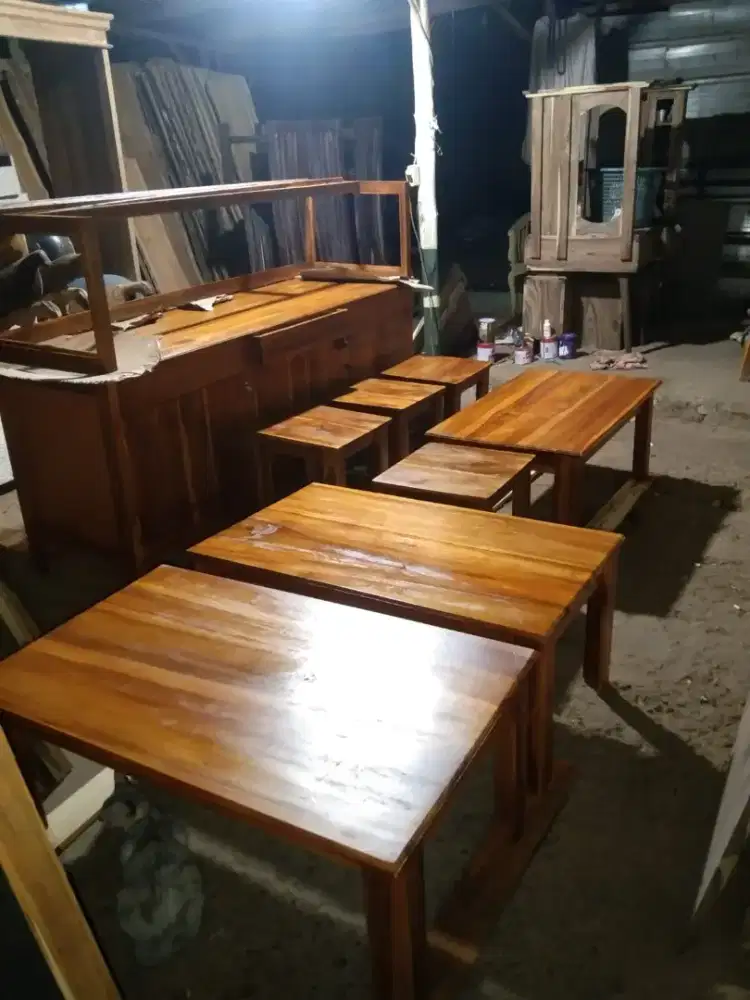 Gerobak,meja,kursi jati