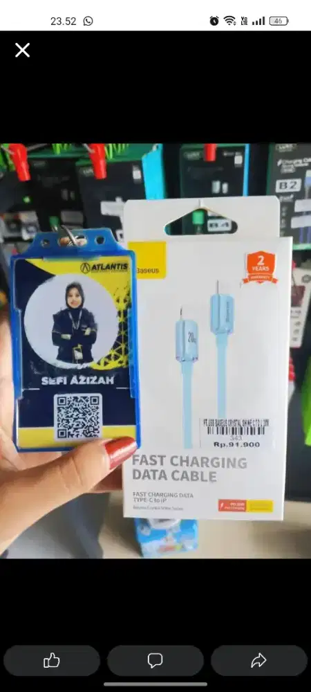 USB BASEUS CRYSTAL L SHINE C TO L 20w | ATLANTIS DAHSYAT