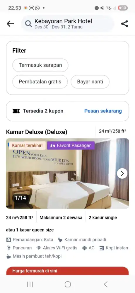 Tiket hotel kebayoran park