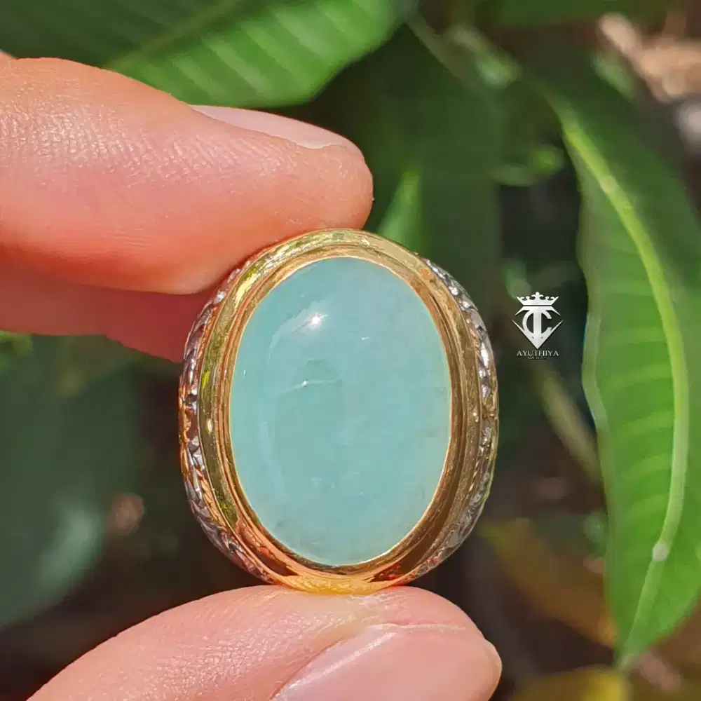 Batu Mulia Natural Ice Green Jadeite Jade Burma Type A 14.04 Ct Memo