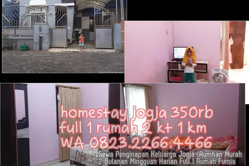 Sewa Penginapan Keluarga Jogja  Rumhan Murah 2 Bulanan Mingguan Harian