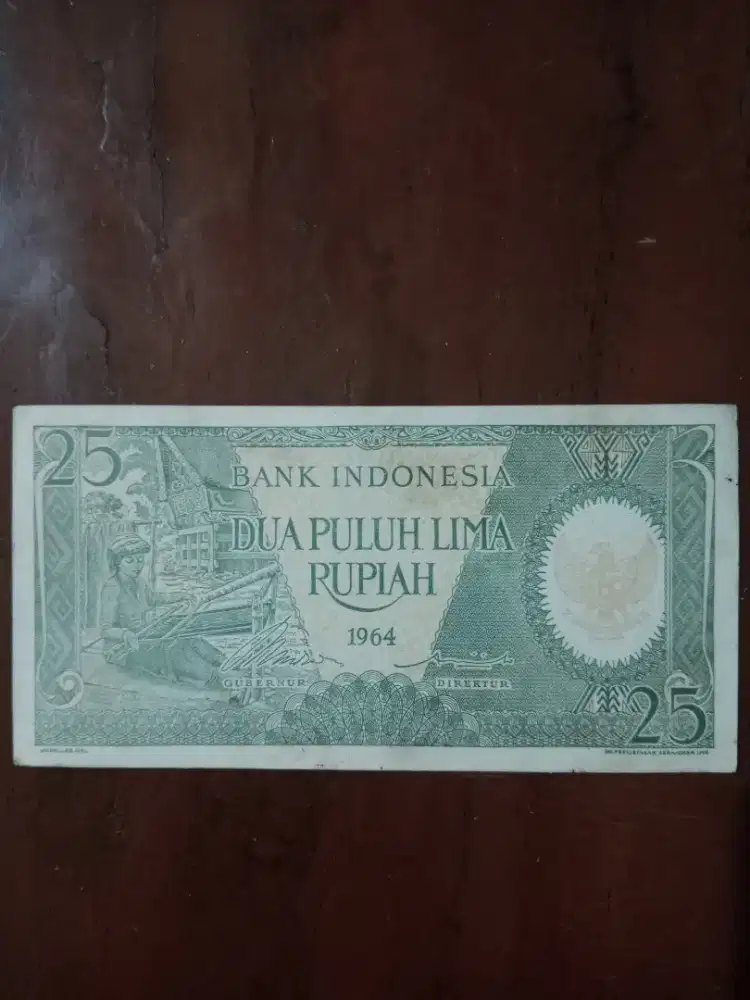 Uang Kertas Kuno 25 Rupiah Seri PekerjaTahun 1964