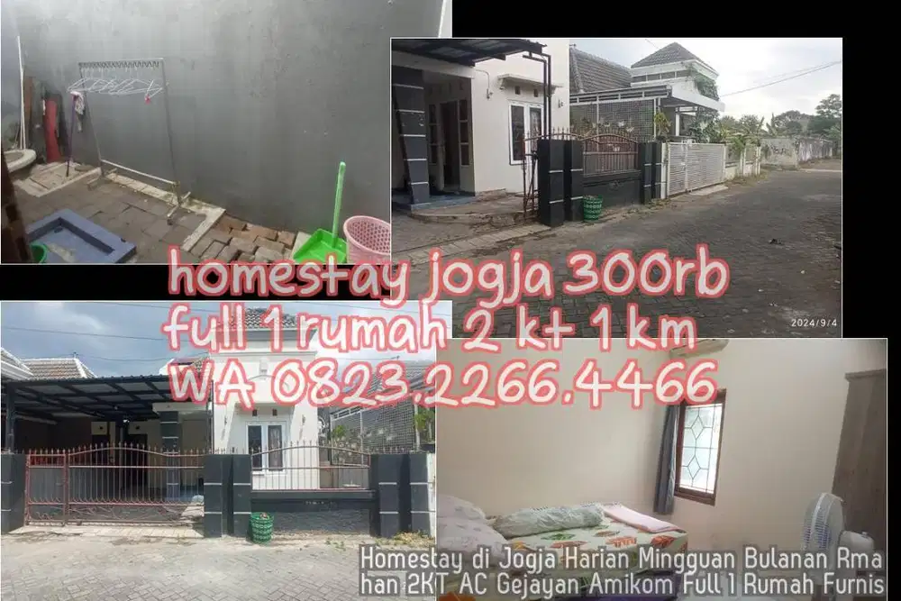Homestay di Jogja Harian Mingguan Bulanan Rmahan 2KT AC Gejayan Amikom