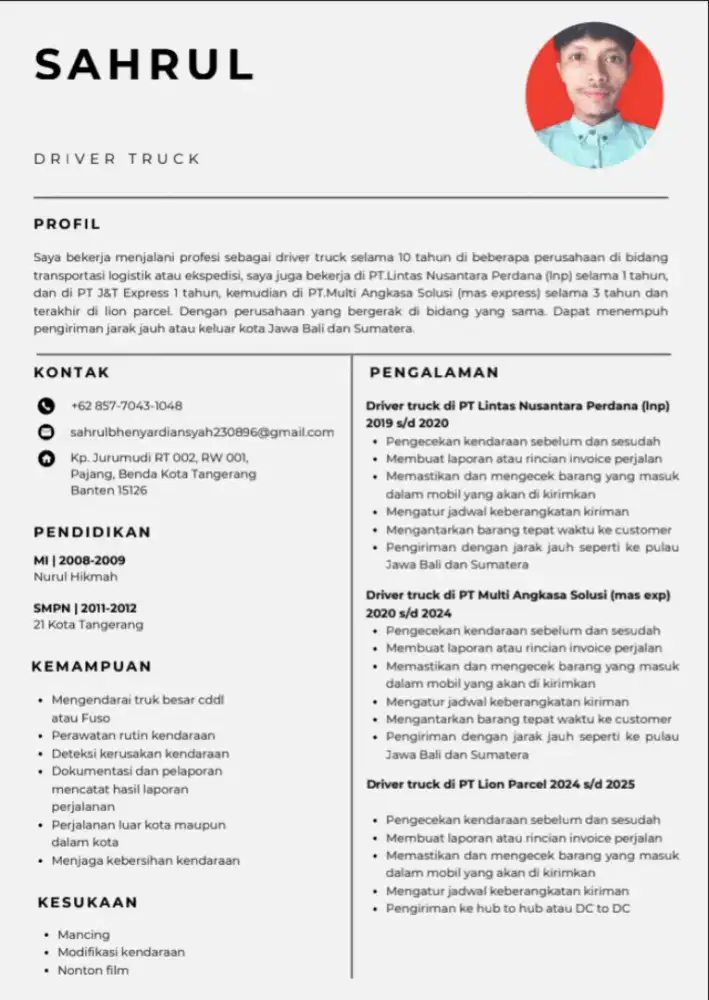 Cari pekerjaan driver atau sopir truck