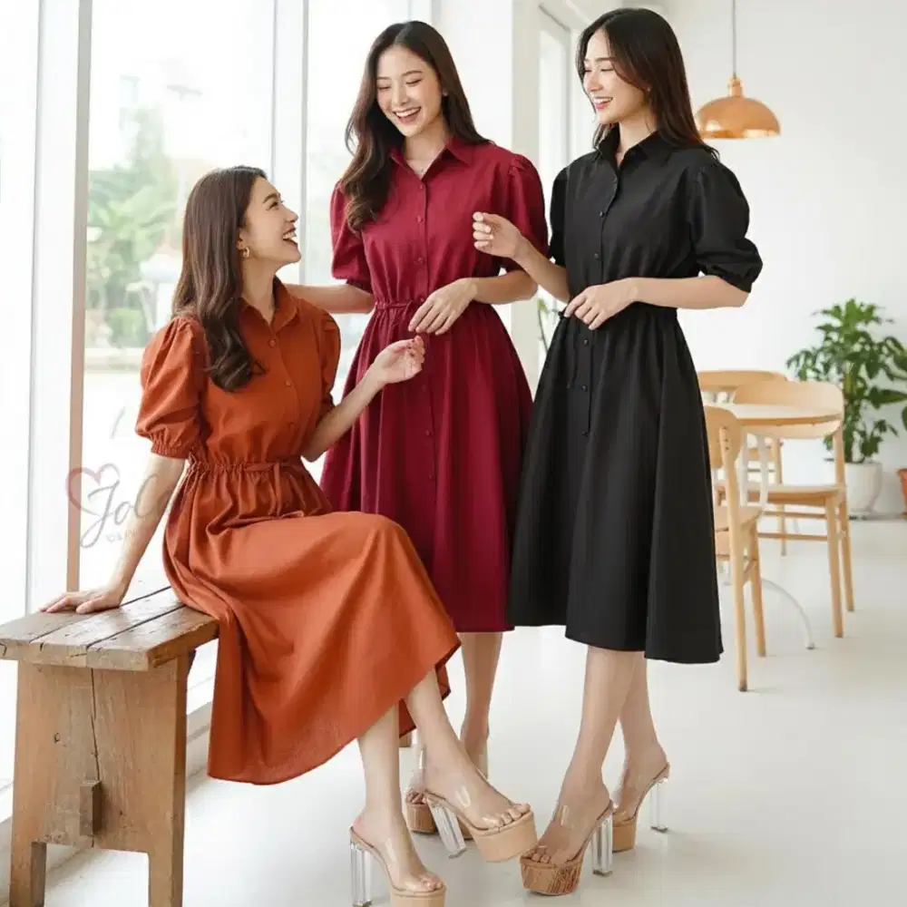 Dress Lina Jumbo Friendly - Dress Linen Wanita Kekinian LD 120 cm