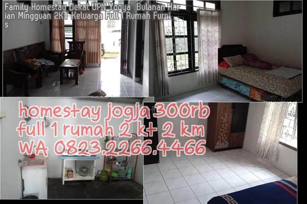 Family Homestay Dekat UPN Yogya  Bulanan Harian Mingguan 2KT Keluarga