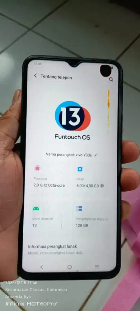Vivo  y33s resmi  8/128  mnus lyar ada noda item normal smua orian