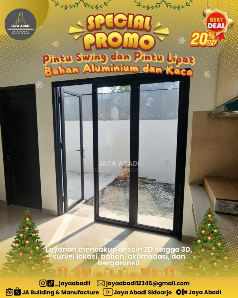 Promo Natal dan Tahun Baru: Pintu Lipat dan Swing Aluminium Kaca