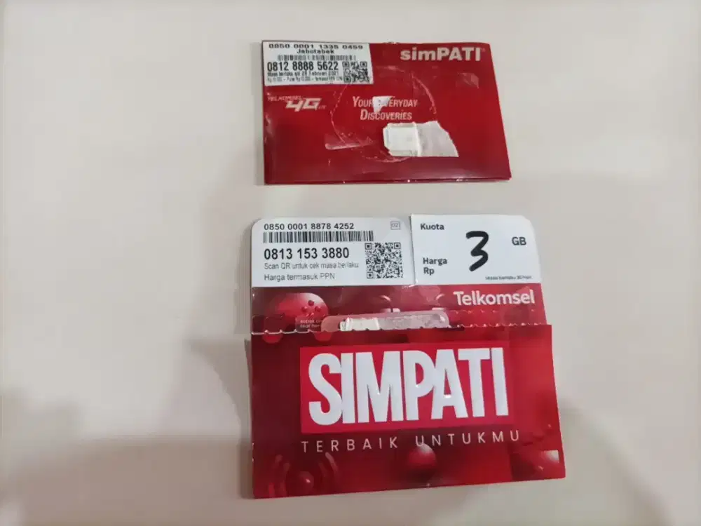 Nomor Telkomsel Simpati cantik rapi 11 dan 12 digit, harga 2 nomor ya