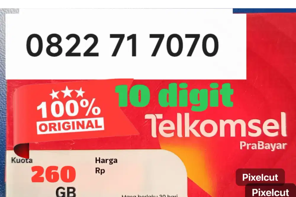 Nomor Cantik HOKI 10 digit Telkomsel
kouta 260 GB 1 Tahun - Nomor Baru