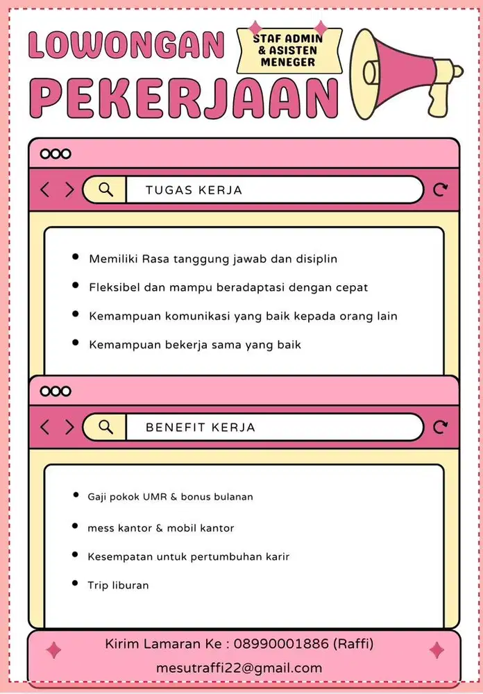 Lowongan kerja bagi kalian yang ingin kerja