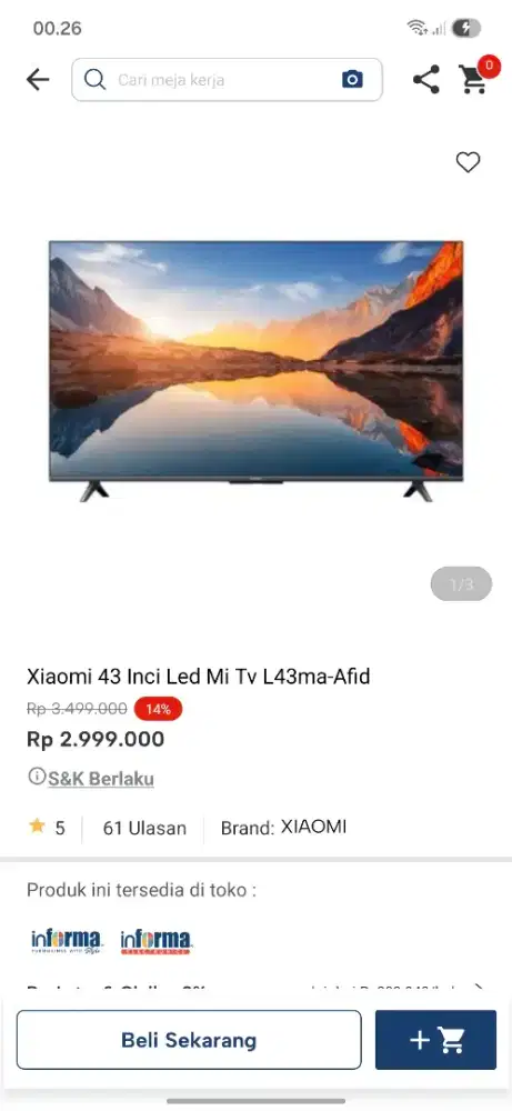 Ready stok tv 43 inc xiaomi google tv