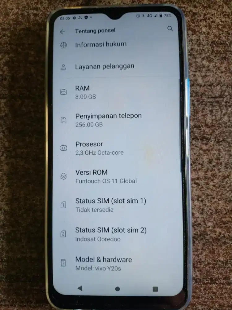 Dijual HP Vivo Y20S G Memory 8/256 Gb Baru