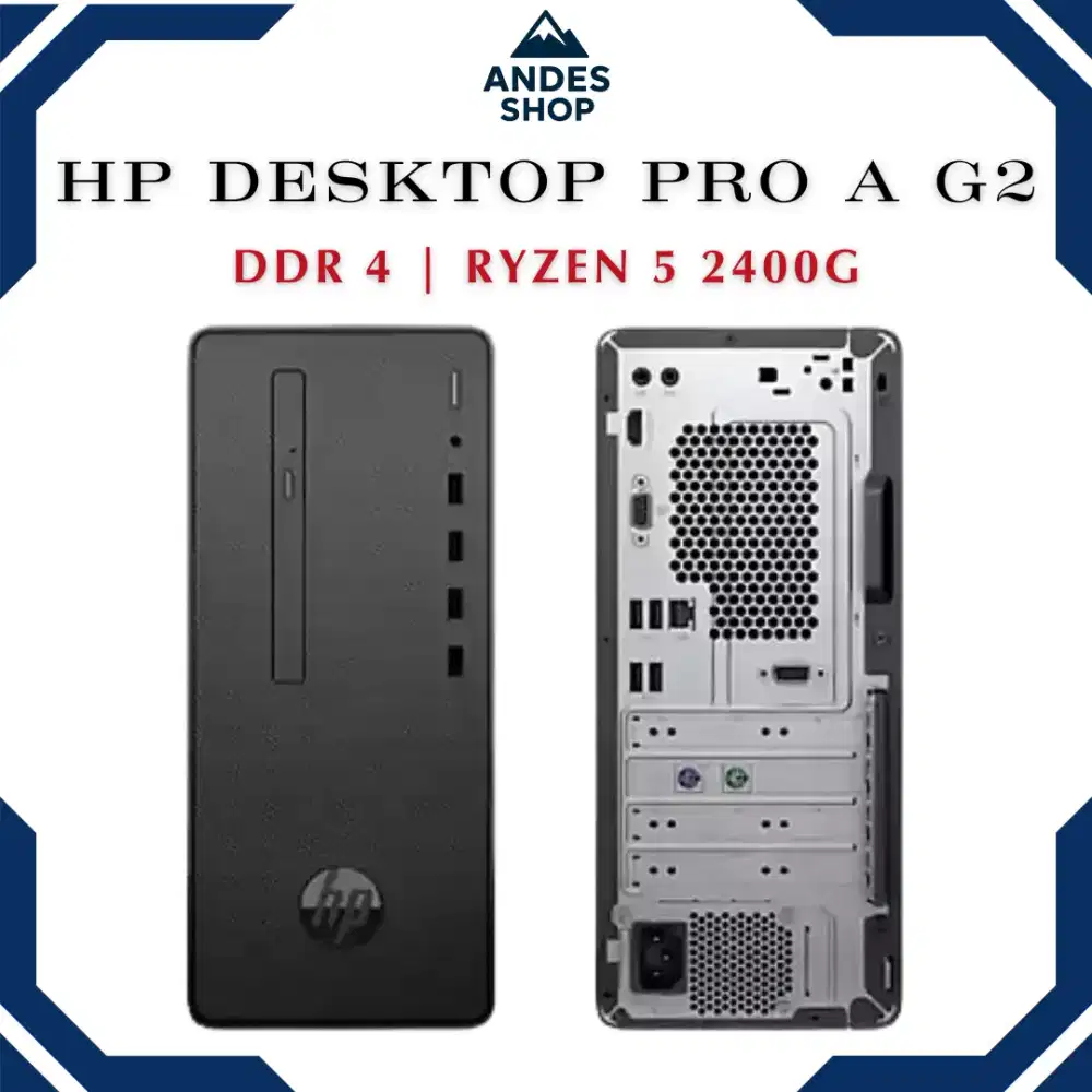 HP Desktop Pro A G2 AMD Ryzen 5 2400G Original Kantor Gaming Ringan
