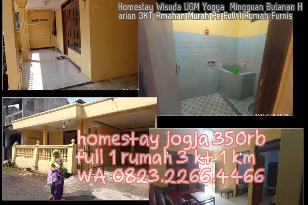 Homestay Wisuda UGM Yogya  Mingguan Bulanan Harian 3KT Rmahan Murah Pe