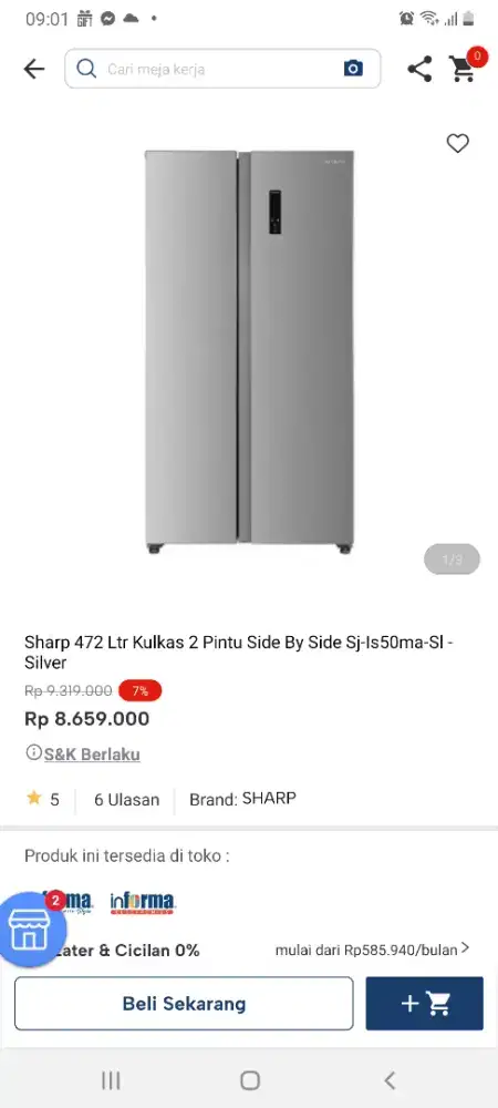 Sharp kulkas sbs