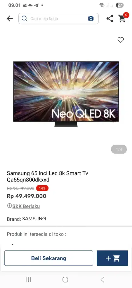 Samsung 65 inci led 8k smart tv