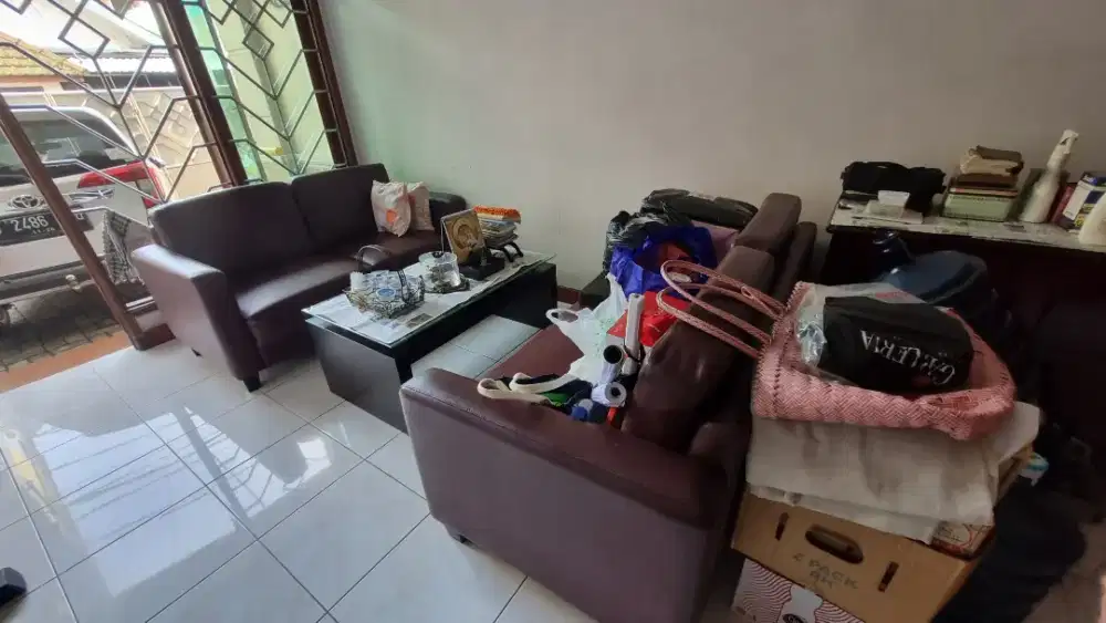 SOFA SET KULIT SINTESIS BERKWALITAS PLUS MEJA KACA