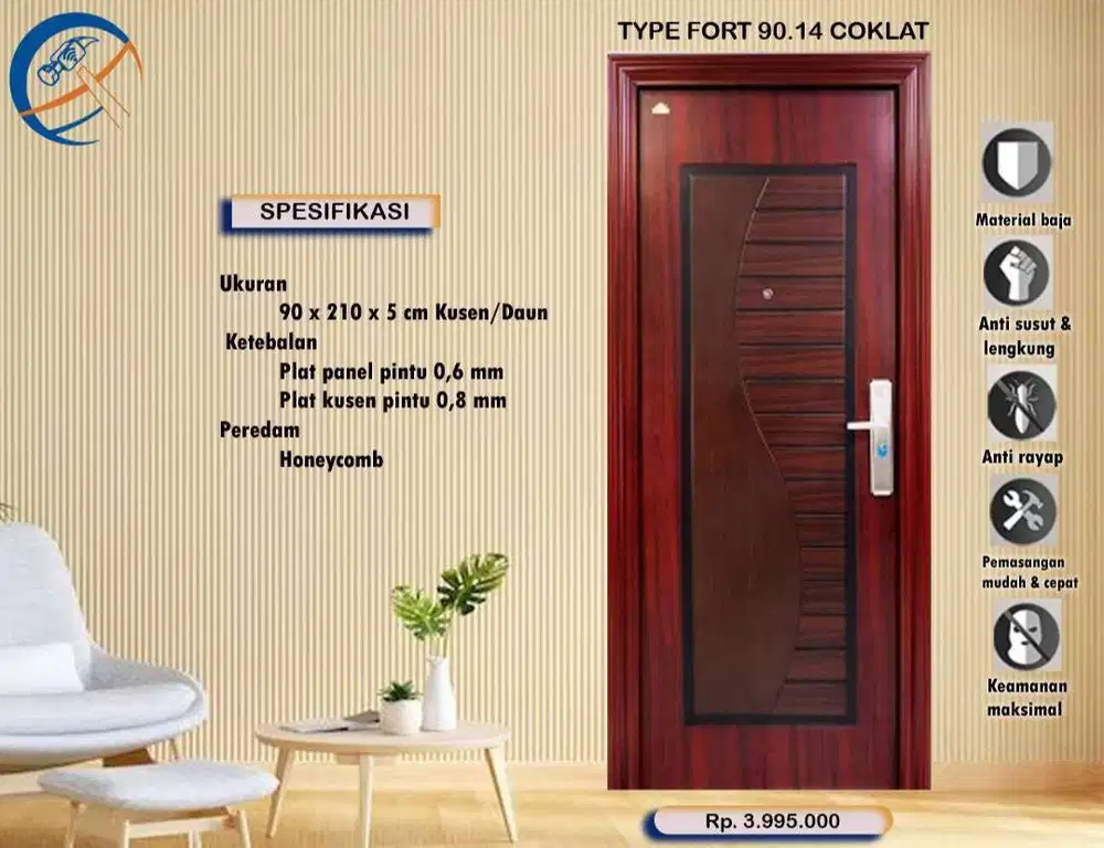 Jual Pintu baja desain minimalis anti rayap kota Padang