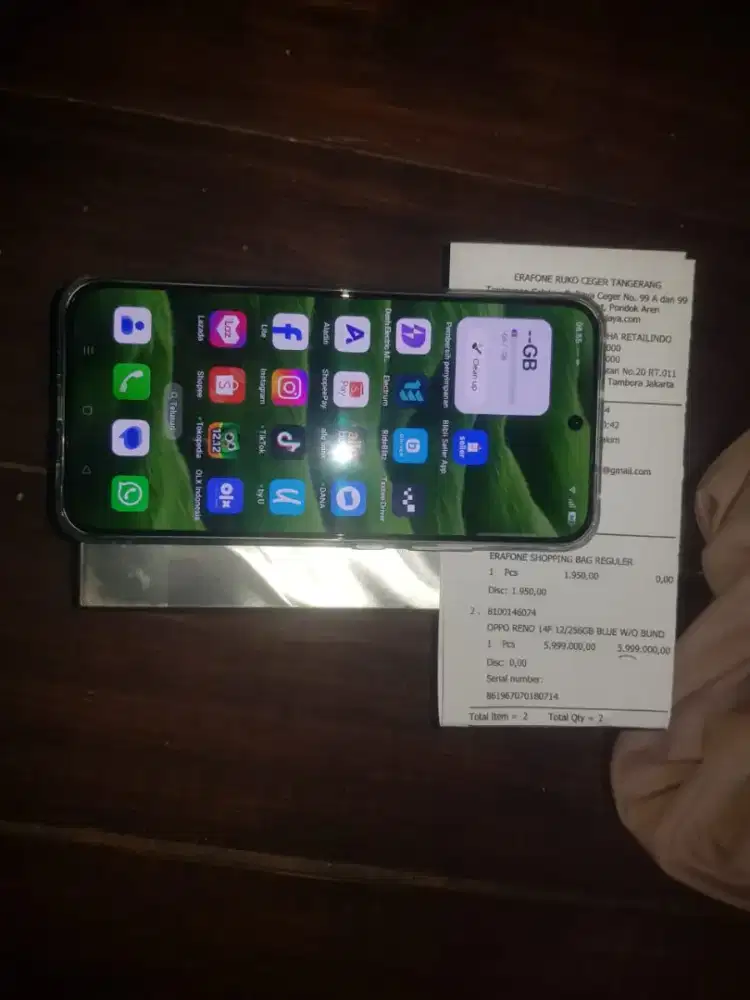 Jual Oppo Reno 14F Ram 12+12/256gb baru buka dus resmi Erafone komplit