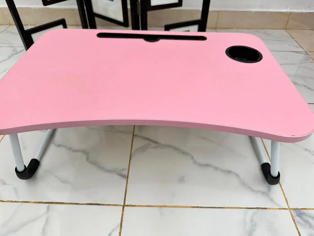 Meja belajar lipat warna pink